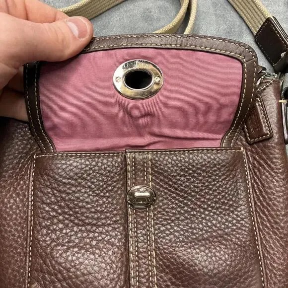 Coach Hamilton Brown Pebbled Leather Swingpack Crossbody Shoulder Bag Handbag - Picture 4 of 15